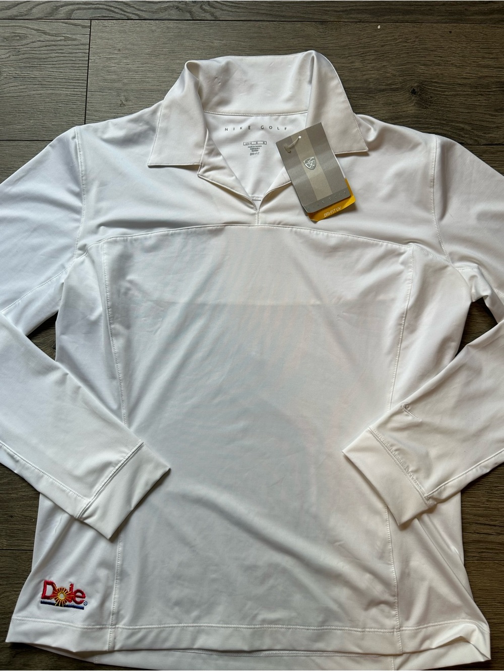 Nike White Long-Sleeve Polo with Dole Embroidery